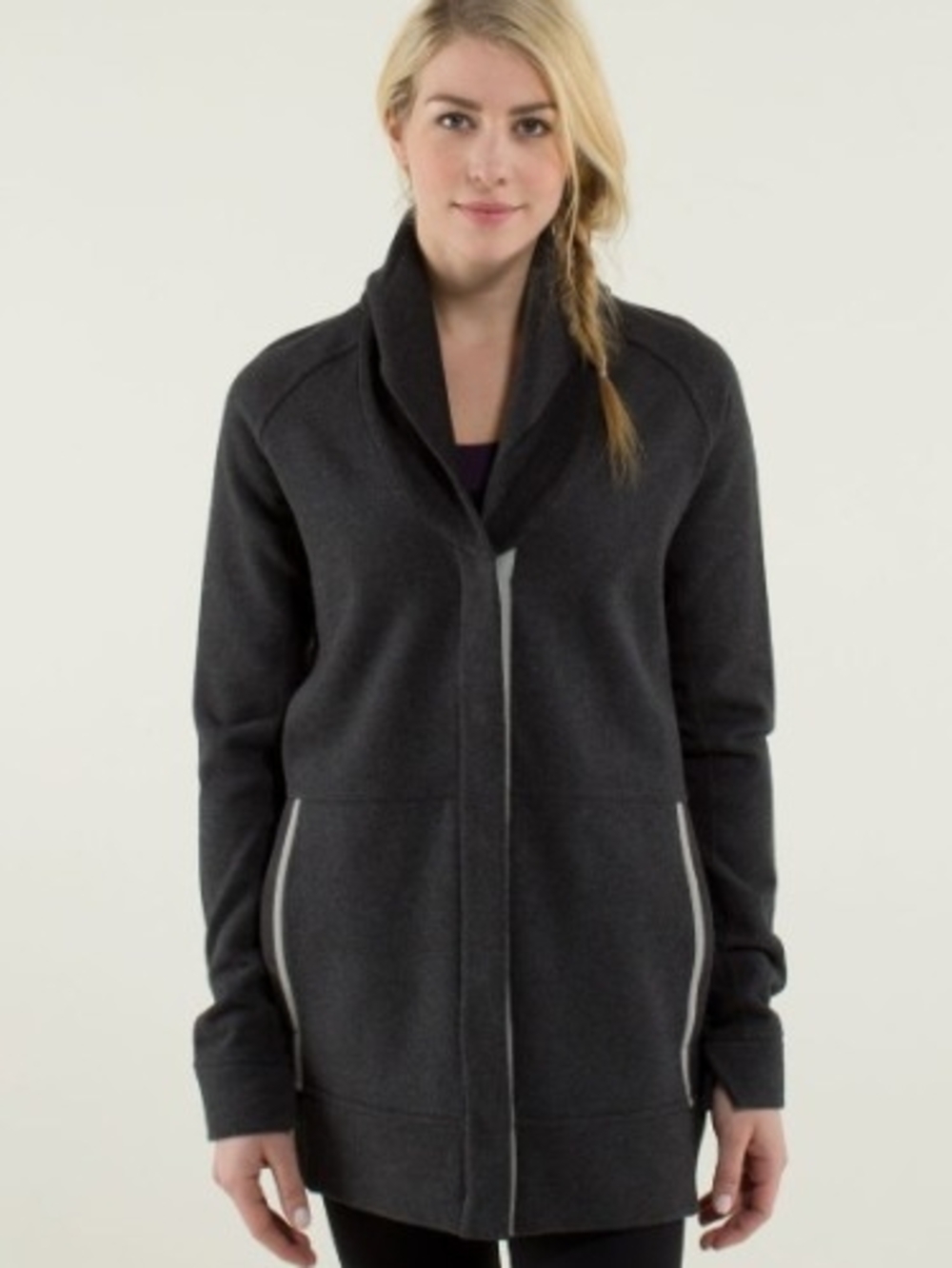 Lululemon Charcoal Gray Long Open-Front Cardigan Jacket